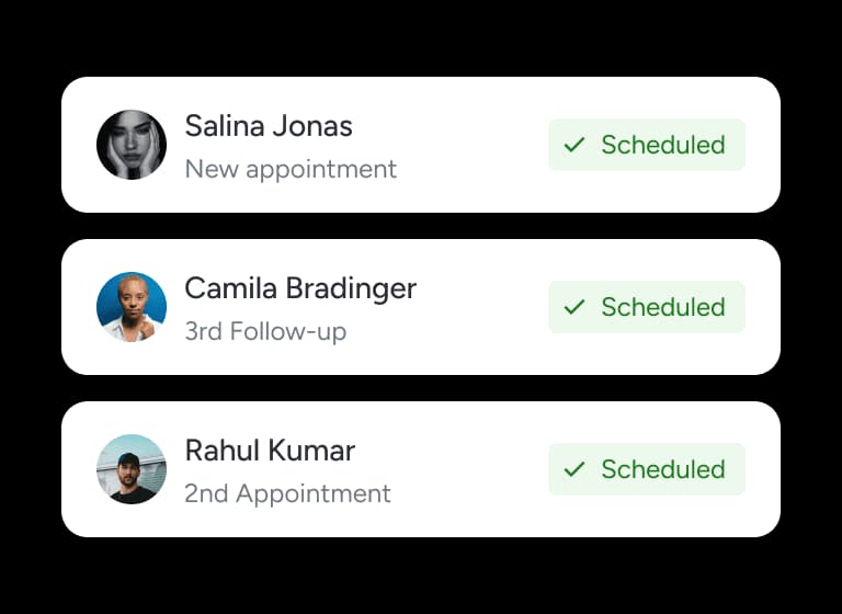 A list of patients whose appointments and follow-ups have been scheduled automatically